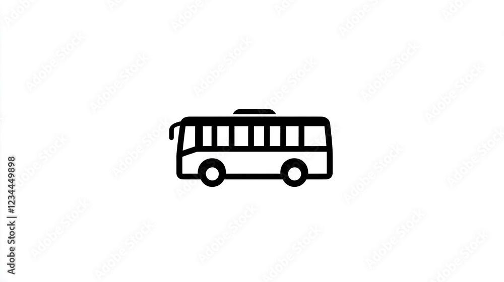 Simple bus icon, white background, transportation app design Simple bus icon, white background, transportation app design