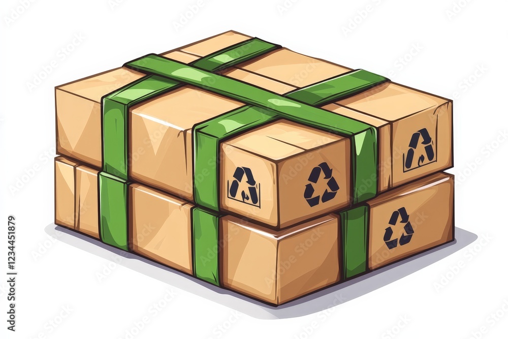 Obraz premium Boxes wrapped in green straps showcasing eco-friendly packaging design for sustainable shipping solutions