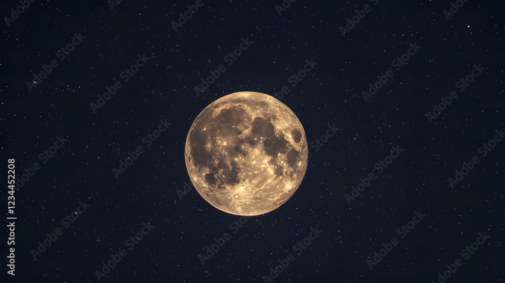 A Beautiful View of a Full Moon in a Dark, Black Night A Beautiful View of a Full Moon in a Dark, Black Night