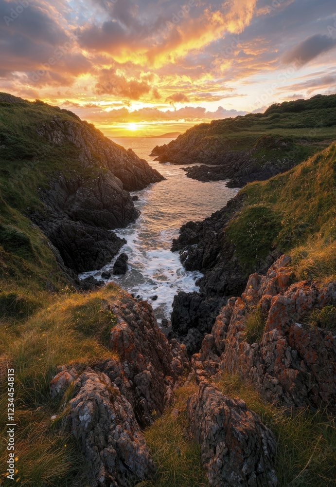 Coastal Sunset Rocks Dramatic Ocean View Coastal Sunset Rocks Dramatic Ocean View
