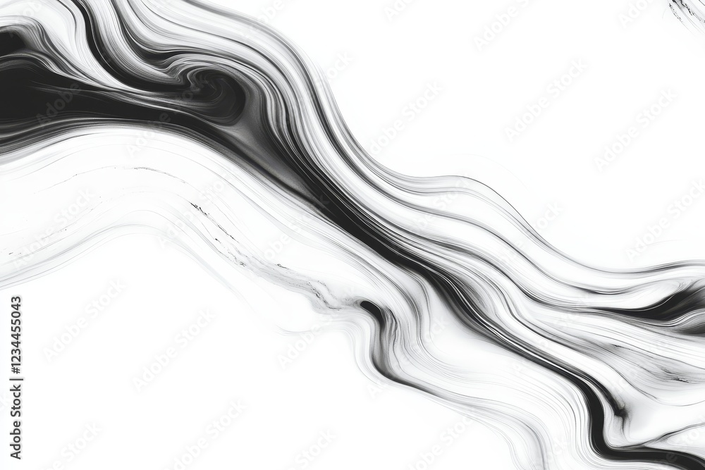 Abstract Black and White Fluid Art Background with Smooth Lines Abstract Black and White Fluid Art Background with Smooth Lines