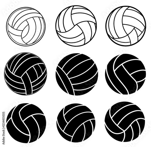 set of Volleyball Icon black style, Vector illustration