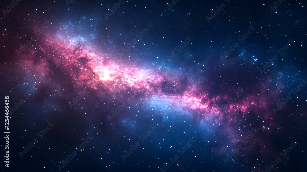 Galaxy with Glowing Nebula and Star Clusters in the Universe Galaxy with Glowing Nebula and Star Clusters in the Universe