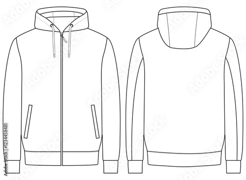Women Hoodie Vectors illustration Front and back design