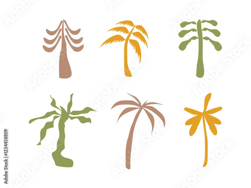 hand drawn summer palms design vector illustration on transparent background