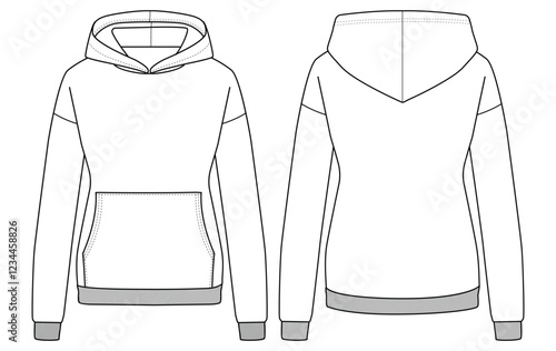Women Hoodie Vectors illustration Front and back design