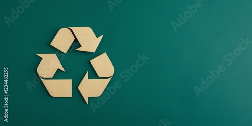 golden recycle Symbol with spase on a Green Background, Symbolizing Sustainability, Eco-Friendliness, and Environmental Awareness.
 photo