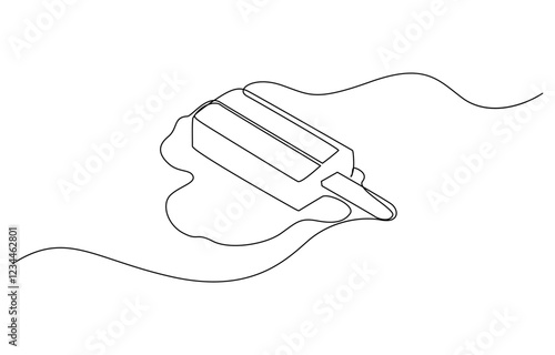 One continuous line drawing of fresh ice cream stick. Single line art of delicious, Continuous one line drawing ice cream bar stick. Dessert concept. Single line draw design vector.