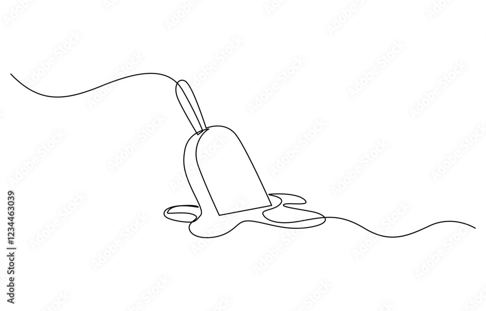 Obraz premium One continuous line drawing of fresh ice cream stick. Single line art of delicious, Continuous one line drawing ice cream bar stick. Dessert concept. Single line draw design vector.
