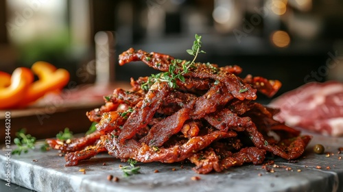 Beef jerky with herbs