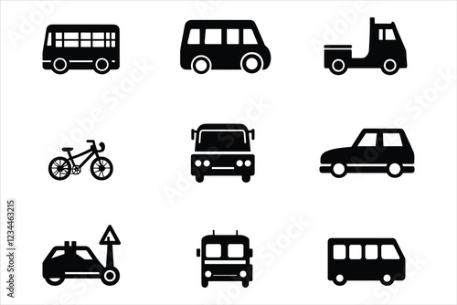 set of Graph icon, black color icon, Stock market icons set with Design vector icons for transportation modes such as car, bicycle, bus, etc