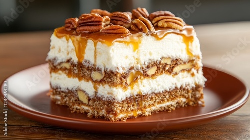 Slice of pecan cake