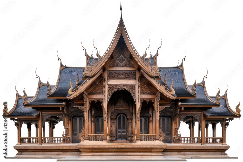 Obraz premium Wooden temple building architecture fortress housing.