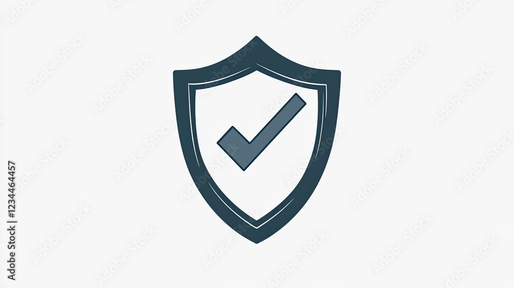 Approved Security Shield Icon, White Background, Checkmark, Digital Safety Approved Security Shield Icon, White Background, Checkmark, Digital Safety