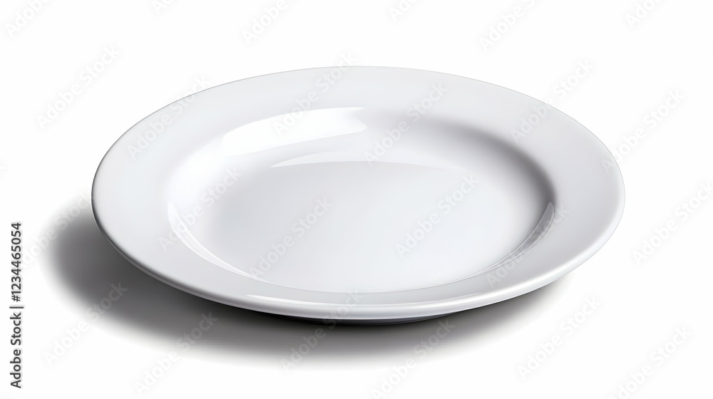 White dinner plate, studio shot, clean background, food photography White dinner plate, studio shot, clean background, food photography