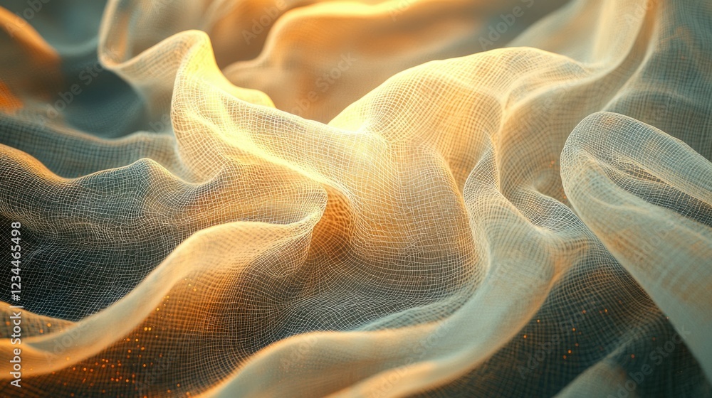 Golden light through flowing sheer fabric Golden light through flowing sheer fabric
