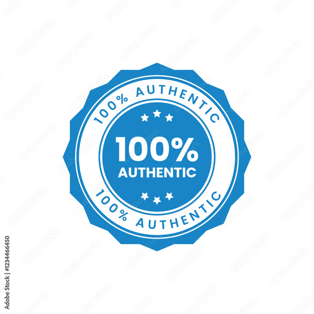 100% Authentic Blue Vector Design Template 100% Authentic Blue Vector Design Template