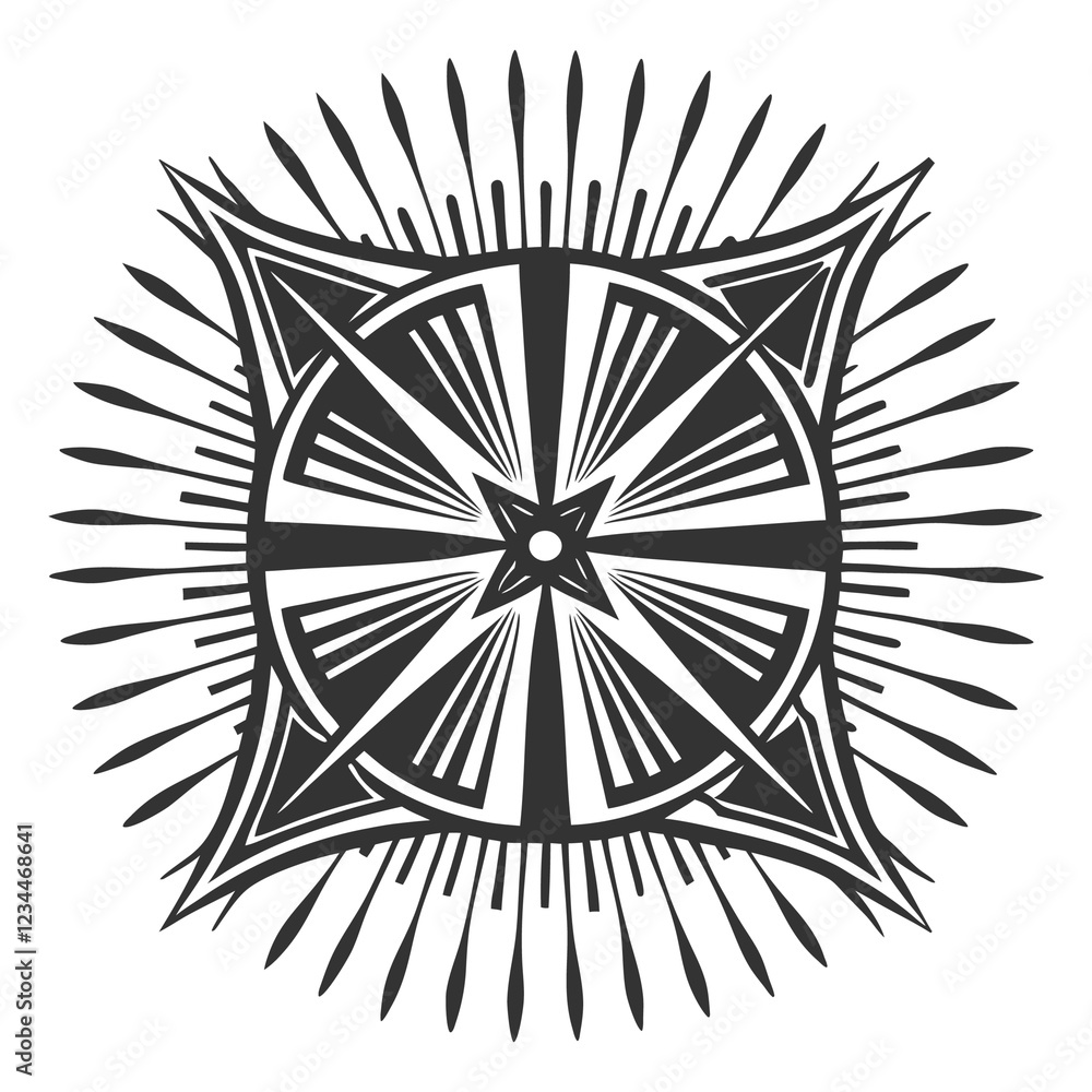 Obraz premium A Bold Angular Radiations Mandala Vector Design And Illustration