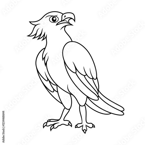 Cartoon harpy eagle bird line art