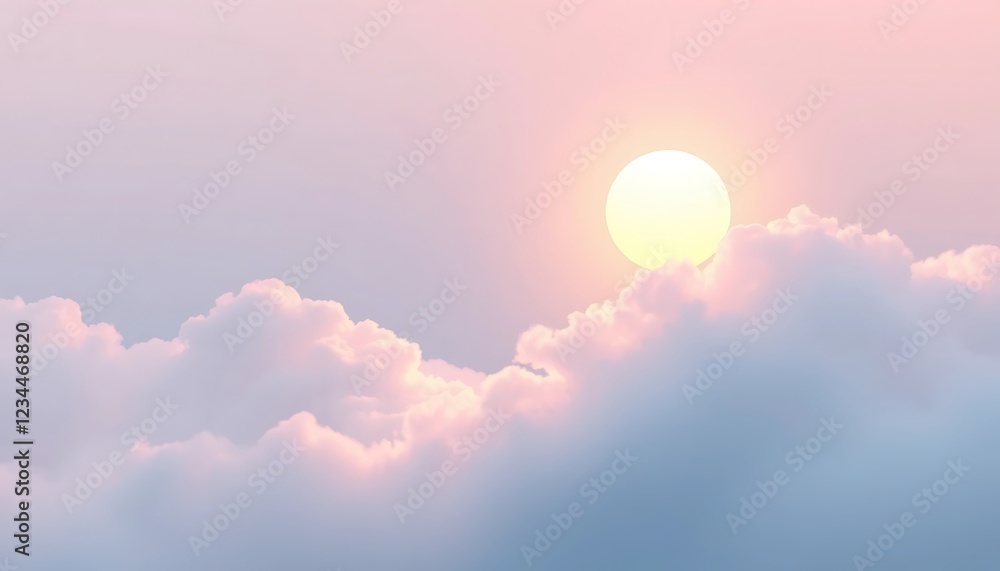 Obraz premium Pastel Sunset Sky with Fluffy Clouds