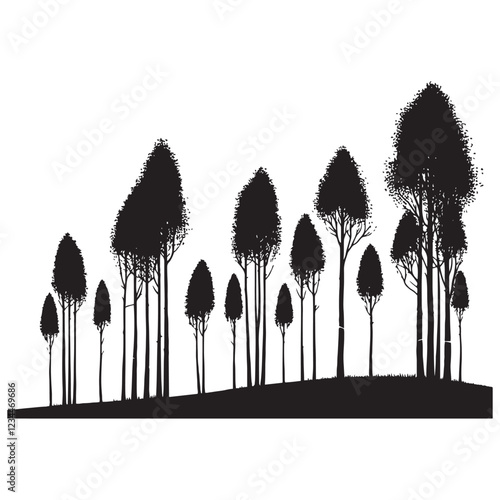 Aspen Tree Silhouette - Unique Shape for Wallpaper and Prints - Aspen Tree Vector - Aspen Tree Illustration - Minimalist Aspen Silhouette - Aspen Vector - Aspen Digital Art
