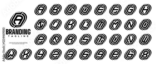 Modern line abstract initial A-Z letter logo set