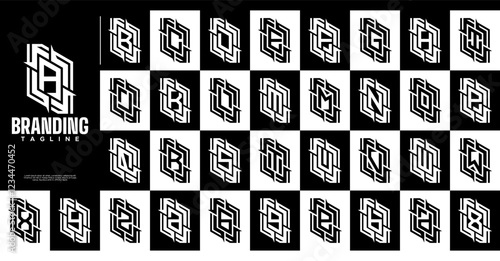 Modern digital abstract shape letter A-Z logo set