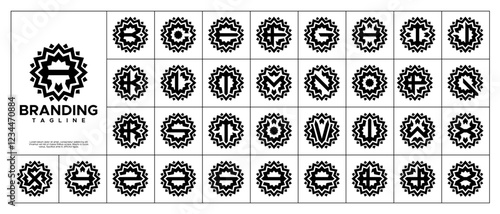 Luxury sun shine initial letter A-Z logo set