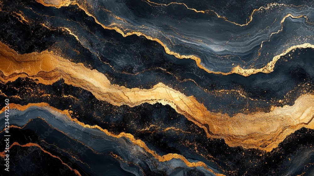 Abstract design featuring flowing lines of gold and dark hues. Abstract design featuring flowing lines of gold and dark hues.