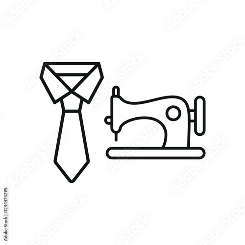 Sewing machine and tie set tailor and fashion icon with a sleek and minimalistic design, perfect for fashion designers, clothing brands, and sewing projects.