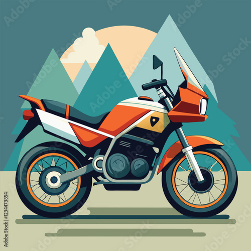 Touring and Adventure Motorcycle Vector Illustration