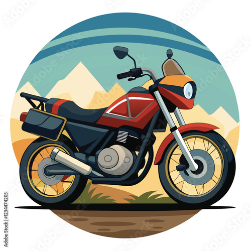 Touring and Adventure Motorcycle Vector Illustration