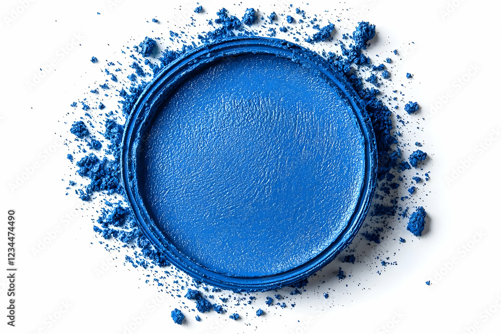 Blue eye shadow powder swatch, cosmetic product Blue eye shadow powder swatch, cosmetic product
