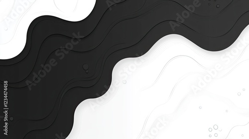 Abstract black and white waves background, design element, digital art