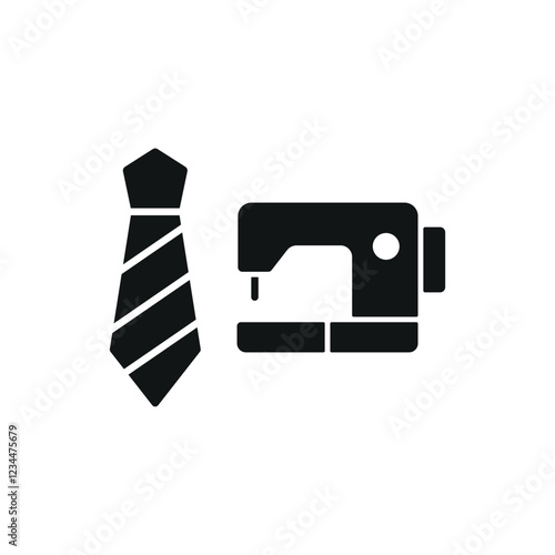 Sewing machine and tie set tailor and fashion icon with a sleek and minimalistic design, perfect for fashion designers, clothing brands, and sewing projects.