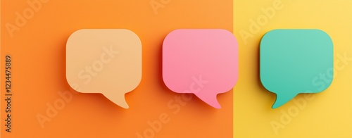 Colorful speech bubbles on a vibrant background, symbolizing communication and expression.