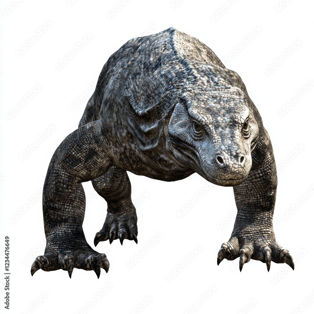 Obraz premium Realistic and Detailed 3D Rendering of a Large Reptilian Creature Against a White Background
