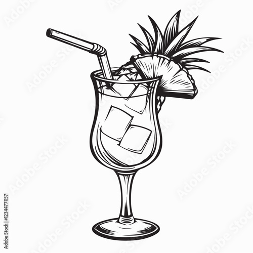 Cocktail pina colada image vector isolated on white background