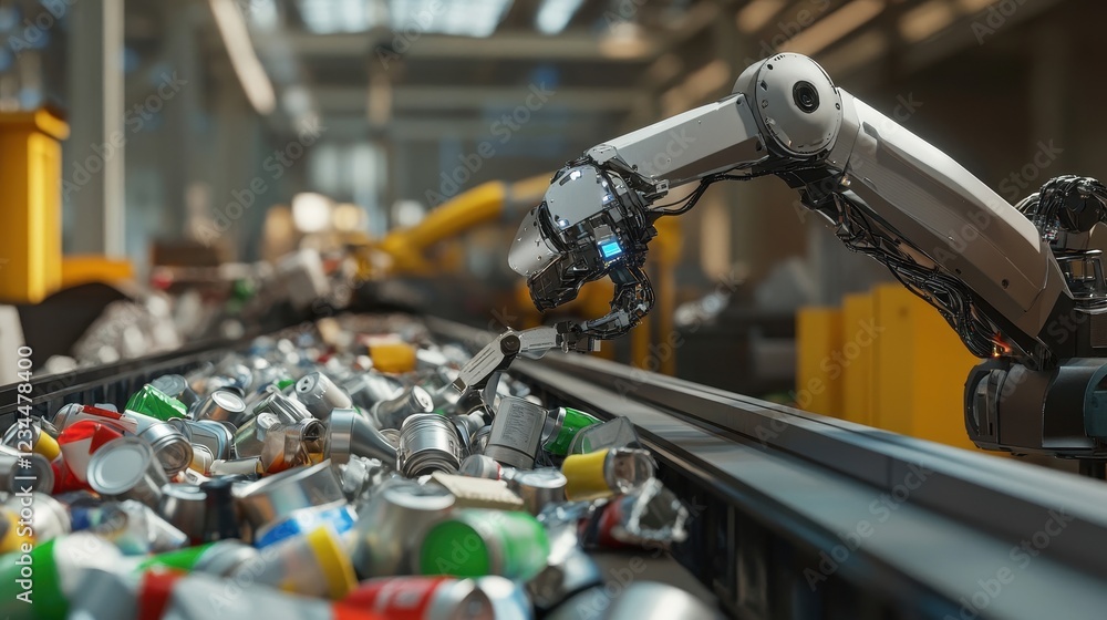 Robotic Arm with AI Vision Scanning Recycling Conveyor Robotic Arm with AI Vision Scanning Recycling Conveyor