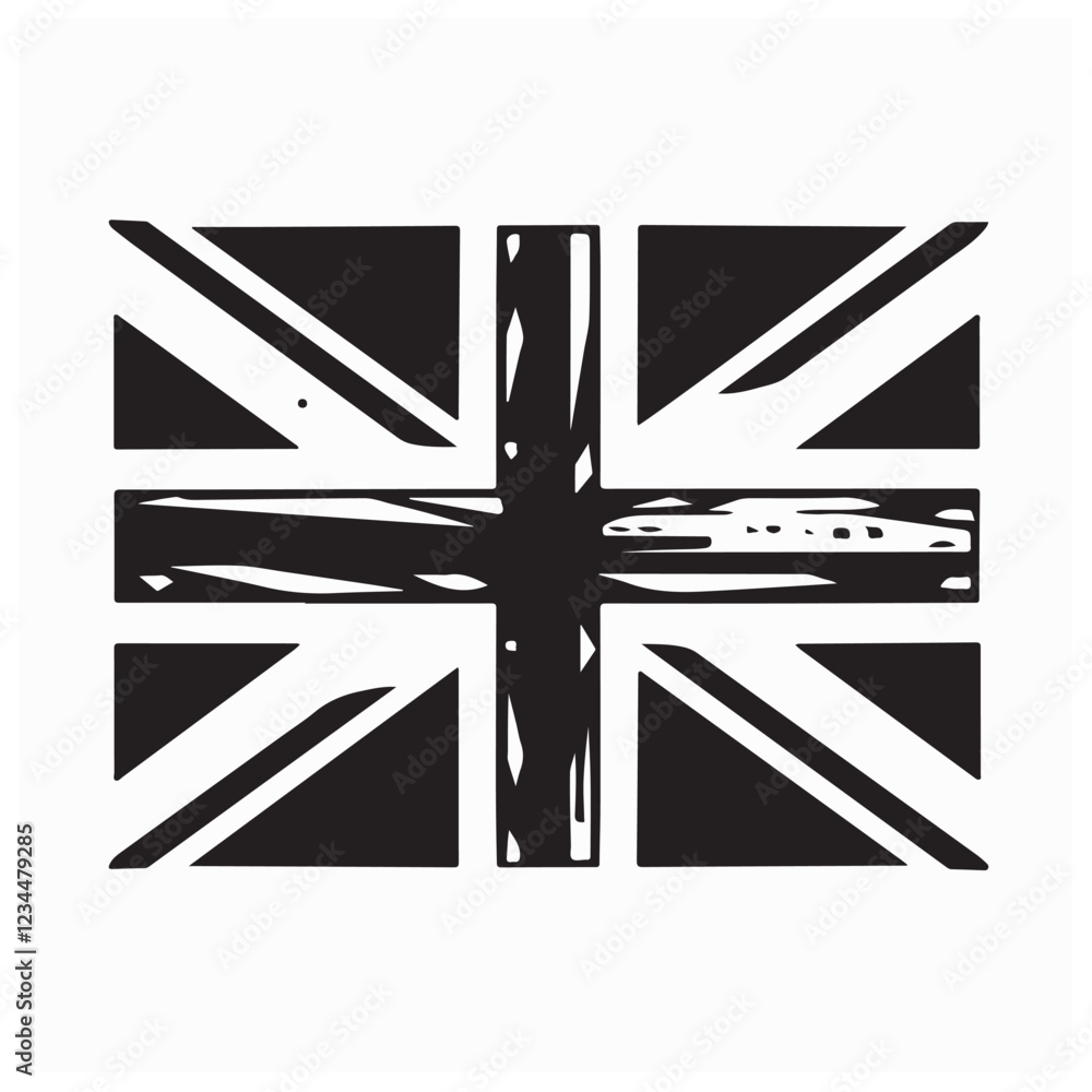 Union jack flag black white image vector isolated on white background. Union jack flag black white image vector isolated on white background.