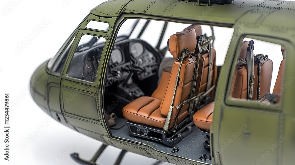 Fototapeta premium Detailed Model of a Helicopter Interior on a White Background