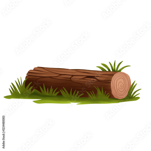 illustration of a Wood Log on Grass