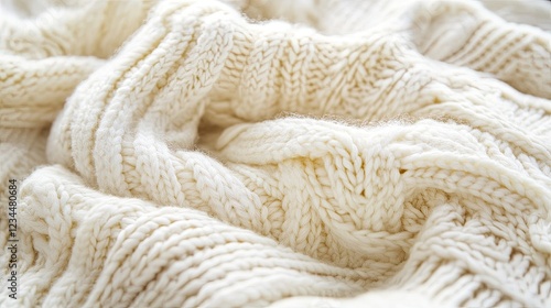 Cream cable knit textile texture; close-up, soft focus background. Ideal for fashion, home decor websites