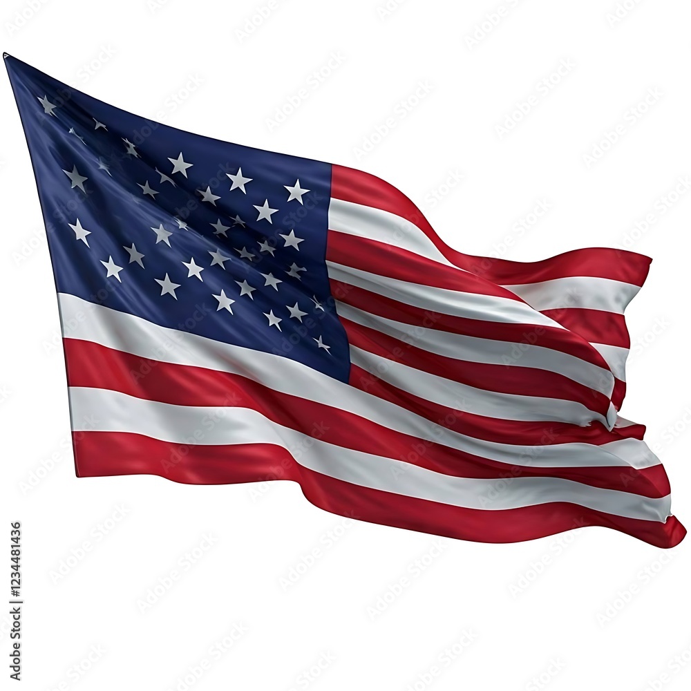 Obraz premium USA flags with hat cap white background.