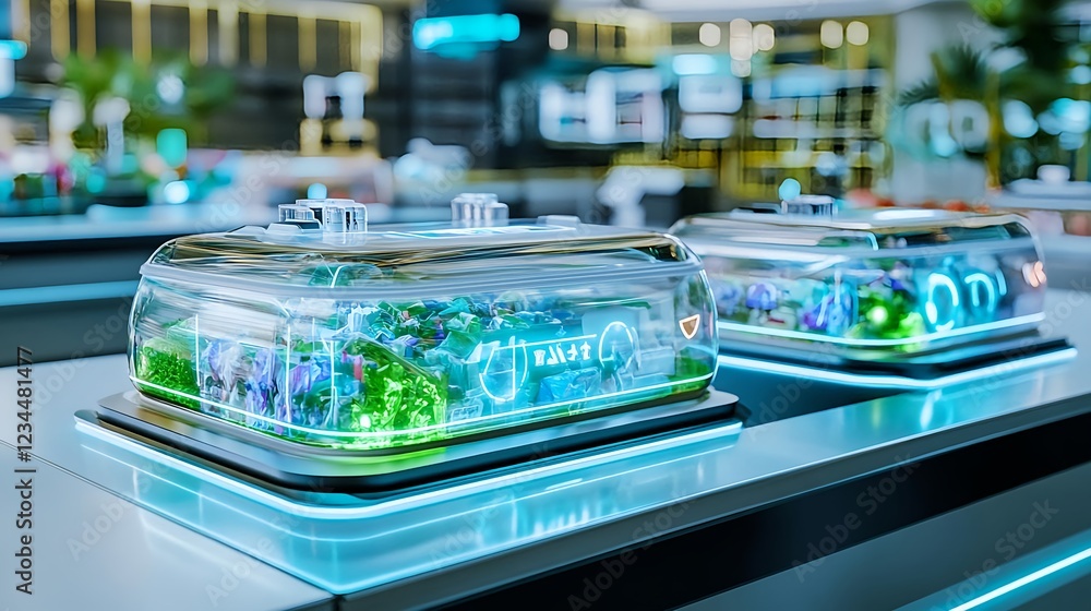 futuristic smart food display, grocery tech - futuristic technology futuristic smart food display, grocery tech - futuristic technology