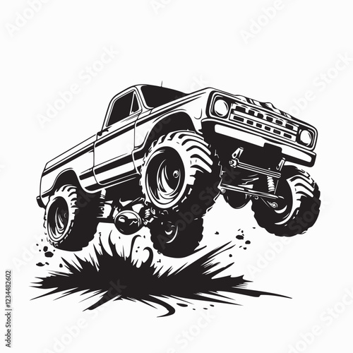 Monster Truck Image vector. Monster Truck Show Stock Illustrations on white background.
