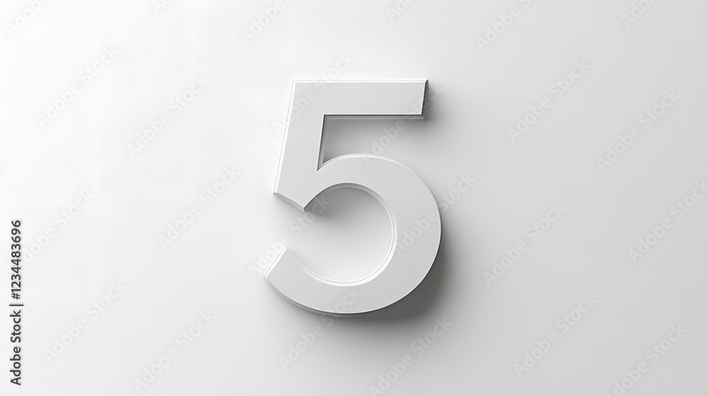 5. A simple white background with the number 5 in large, elegant typography 5. A simple white background with the number 5 in large, elegant typography