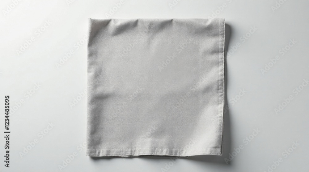 A Simple, Elegantly Folded Light Gray Linen Placemat on a White Surface, Perfect for Mockups and Design Projects A Simple, Elegantly Folded Light Gray Linen Placemat on a White Surface, Perfect for Mockups and Design Projects