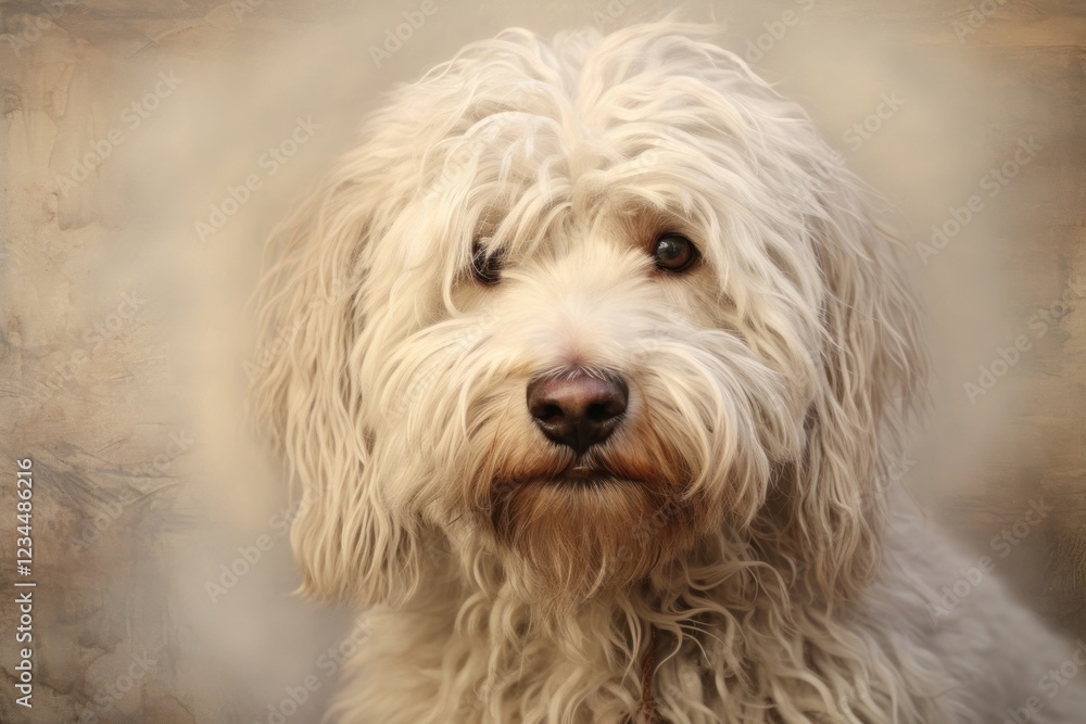 Close up on pale komondor dog mammal animal poodle. Close up on pale komondor dog mammal animal poodle.