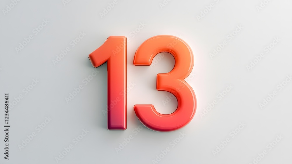 13. A white background with the number 13 designed in modern typography 13. A white background with the number 13 designed in modern typography